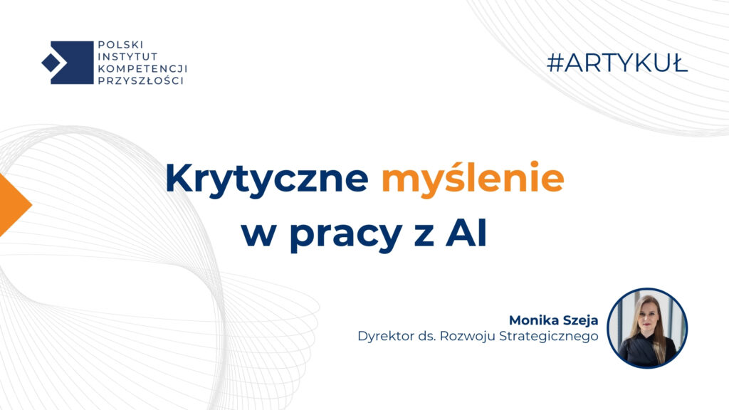 Grafika z napisem "Krytyczne myślenie w pracy z AI"